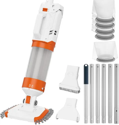 Aspiradora inalámbrica para piscina, succión potente de 18.9 GPM, 130 pulgadas, tiempo de funcionamiento 1H, filtro ultra fino de pelusa de 25 µm,