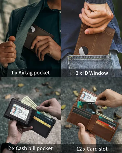 Miniatura 3 de Cartera con soporte AirTag, Marrón café, Moderno
