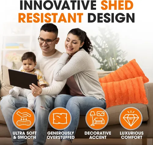 Miniatura 6 de Cheer Collection Almohadas decorativas de otoño para sofá, juego de 2 almohadas de piel sintética para sofá, acogedoras almohadas de otoño para sala