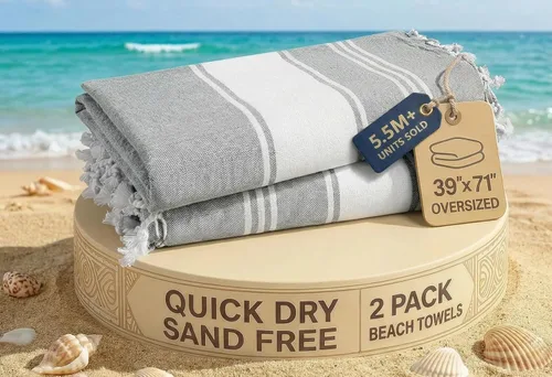 Miniatura 74 de LANE LINEN - Paquete de 4 toallas de playa de gran tamaño, toalla de piscina prelavada, extragrande, de secado rápido y sin arena, toalla de viaje