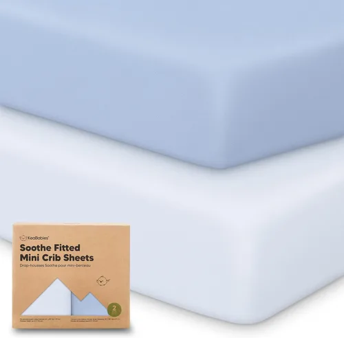 Miniatura 11 de 2 paquetes de sábanas ajustadas para mini cuna - 38x26 sábanas Pack N Play para colchón Pack and Play, algodón orgánico, ropa de cama transpirable