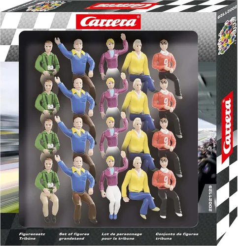 Carrera Race Spectators - Juego de 20 fanáticos de carreras sentados, figuras a escala 1:32, accesorio de escenario realista para juegos de
