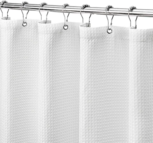 Miniatura 11 de MISS SELECTEX Cortina de ducha de tela lavable a máquina, clásica tela gruesa de punto gofre, duradera para baño, tela repelente al agua de alta