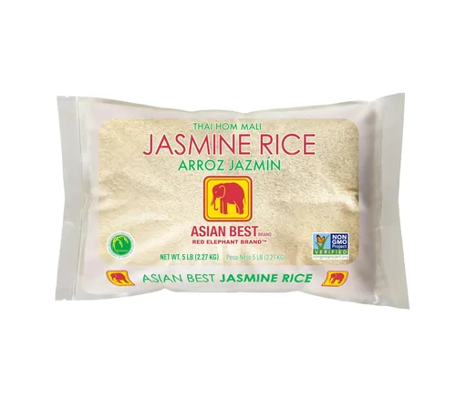Asian Best Arroz jazmín, Thai Hom Mali, verificado sin OMG, sin gluten, bolsa de 5 libras