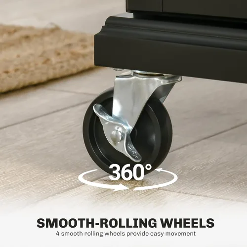 Miniatura 5 de HOMCOM Isla de cocina sobre ruedas, carrito de cocina rodante con encimera de acero inoxidable, cajón, toallero y estante de especias, carrito