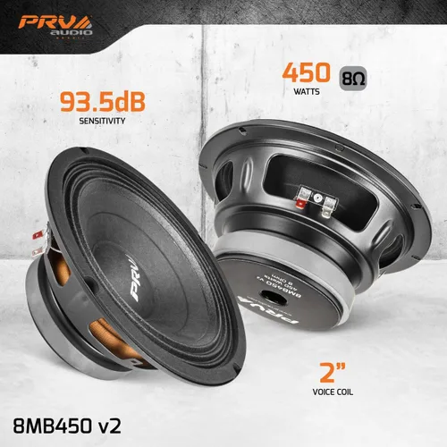 Miniatura 2 de PRV AUDIO Altavoz de graves medios de 8 pulgadas 8MB450 v2, 450 vatios, 8 ohm, bobina de voz de 2 pulgadas, altavoz de audio profesional (individual)