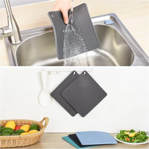 Miniatura 7 de Salvamanteles de silicona para ollas, salvamanteles para ollas y sartenes calientes, salvamanteles multiusos resistentes al calor para platos