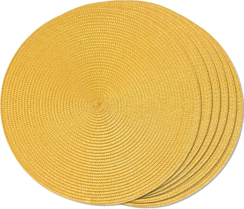 Miniatura 28 de FunWheat Juego de 6 manteles individuales redondos trenzados para mesas de comedor, tejidos, lavables, antideslizantes, de 15 pulgadas