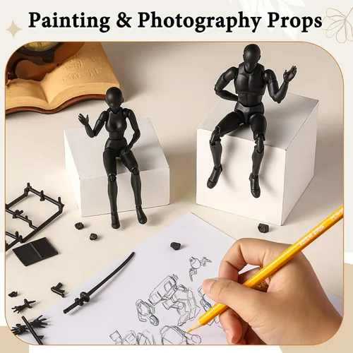 Miniatura 7 de Yookeer Conjunto de cuerpo, figuras de acción de dibujo, muñeca de dibujo de PVC femenino y masculino, modelo humano, maniquí, figuras de maniquí