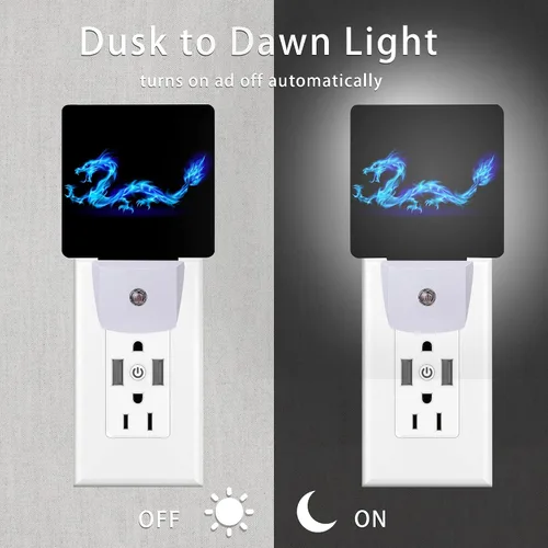 Miniatura 3 de Luz nocturna de dragón azul, luces nocturnas enchufables de 0.5 W, aptas para dormir, para niños y niñas, luz nocturna LED con sensor de atardecer a