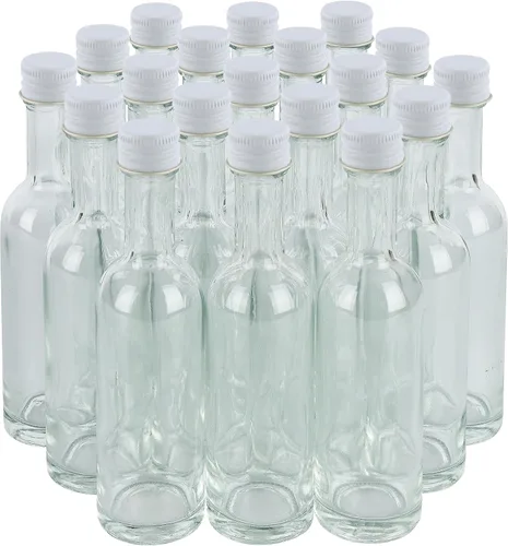 Miniatura 6 de Mini botellas de vidrio de 1.7 fl oz con tapas de aluminio y termorretráctiles, paquete de 24 tapas rojas, para salsa de licor, bebidas, muestras