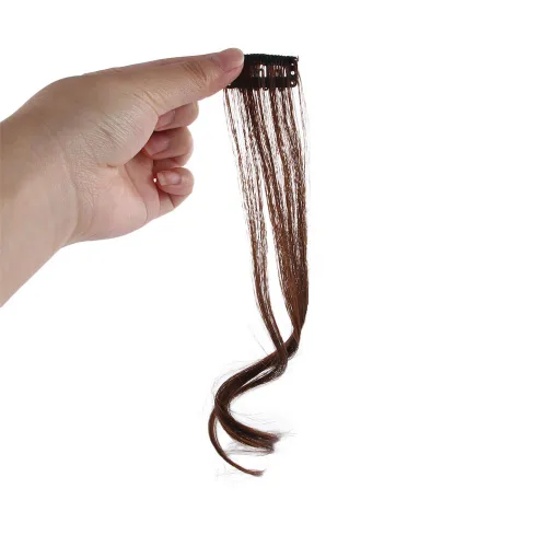 Miniatura 4 de Vctitil Flequillo de pelo falso para mujer, fleco lateral natural, fleco lateral largo, ondulado, rizado, clip en fleco lateral frontal (negro)