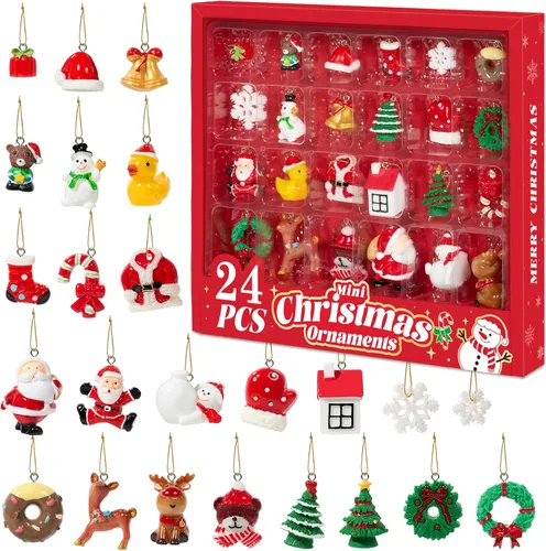Miniatura 9 de Juego de 12 adornos grandes de Navidad, decoraciones colgantes de resina para árbol de Navidad, figuras surtidas de Papá Noel, muñeco de nieve