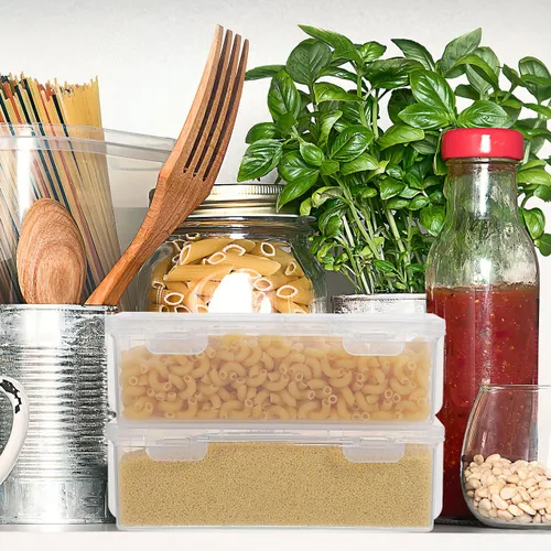 Miniatura 8 de SHOWERORO Recipiente hermético para pan, transparente para almacenamiento de alimentos y organización de aperitivos, 7.1 x 3.1 x 2.4 pulgadas