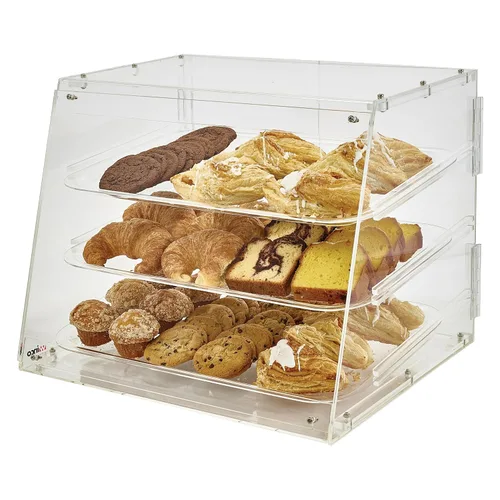 Winco Vitrina de pastelería de 3 niveles, acrílico mediano