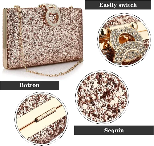 Miniatura 2 de jessie Bolsos de mano para mujer, bolsa de noche de cristal brillante, bolso de graduación, bolsa de fiesta de boda