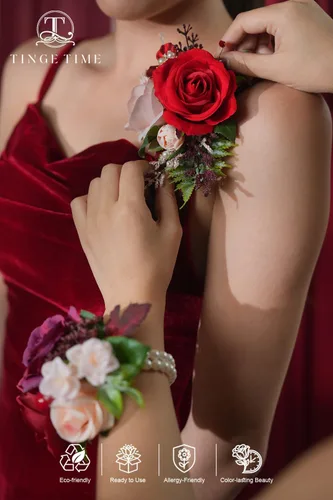Miniatura 4 de TINGE TIME Ramilletes artificiales de hombro, juego de 2, ramillete floral para madre de la novia para ceremonia de boda, aniversario, cena formal