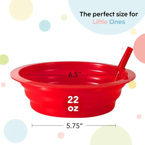 Miniatura 3 de PLASKIDY Cuencos de cereales para niños con pajitas – Juego de 6 cuencos de plástico con pajita para niños, sin BPA, aptos para lavavajillas