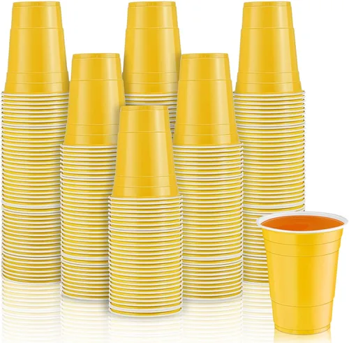Miniatura 12 de Lounsweer 100 vasos desechables de graduación de 16 onzas para fiesta, vasos de plástico resistentes para agua potable, para cumpleaños, baby Rosa