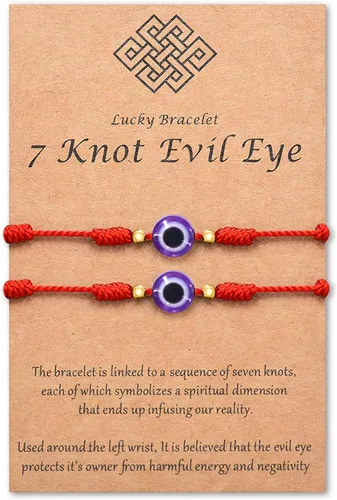Miniatura 18 de Pulsera de 7 nudos contra el mal de ojo para mujeres, hombres y bebés, cuerda roja negra rosa, protección contra el mal de ojo, buena suerte, regalo