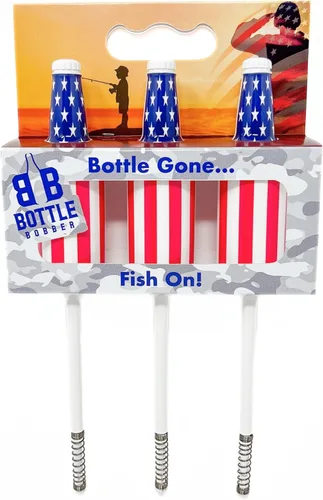 Paquete de 3 bobbers de pesca con la bandera estadounidense, regalo perfecto para el Día de los Veteranos y el 4 de julio - Bobbers patrióticos de