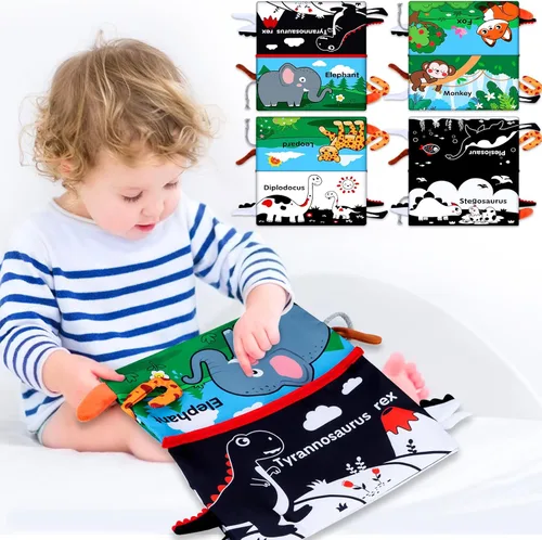 Miniatura 3 de Aboosam Juguetes de espejo para bebés de 0 a 6 a 12 meses, juguetes Montessori para desarrollo cerebral con libro de tela arrugada y mordedor