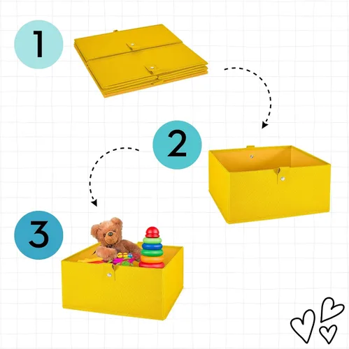 Miniatura 4 de RiverRidge Juego de 6 contenedores de almacenamiento plegables para niños - Cajas de tela de 10.5"A x 5"Al con asas para organizador de armario y 6