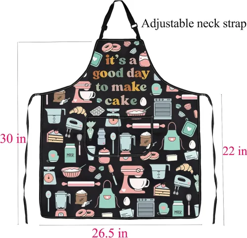 Miniatura 2 de FUSTMW Delantal para hacer pasteles para panadero, cocina, con bolsillo, regalos para fabricantes de postres, delantal de chef de pastelería