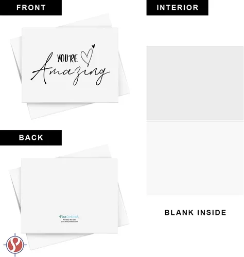 Miniatura 2 de Tarjetas de felicitación y sobres "You're Amazing" – Elegantes saludos plegables de agradecimiento, aliento y agradecimiento para amigos