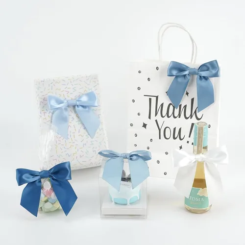 Miniatura 8 de AIMUDI Lazos de Satén Azul Real con Nudo Giratorio para Bolsas de Golosinas 4.5" Lazos Azules Pre-Atados para Envolver Regalos Lazos de Cinta Azul
