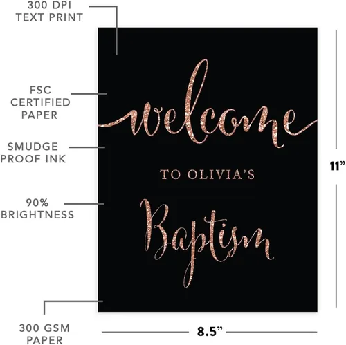 Miniatura 5 de Andaz Press Letreros de fiesta de boda, purpurina de oro rosa sintético sobre negro, 8.5 x 11 pulgadas, resalta tu versículo bíblico favorito