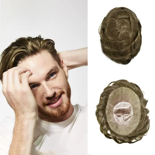 Miniatura 24 de Toupee Hair Piece For Men 100% Real Human Hair System Natural Looking Hairpieces For Men Hair Units Protesis Capilar Para Hombre 8''X10'' #610#6
