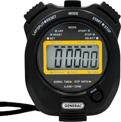 General Tools Temporizador deportivo SW269, cronómetro con reloj, negro