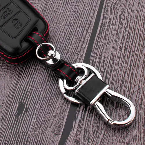 Miniatura 7 de Hombres Mujeres Cuero Genuino Llavero Funda para Volkswagen Arteon Atlas Golf Alltrack Jetta GLI Passat Taos SEL para Tiguan para Skoda Kodiaq