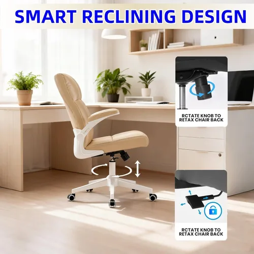 Miniatura 3 de balmstar Leather Office Chair Computer Desk Chair, 360° Swivel Rolling Wheels, Adjustable Tilt Angle 90°-135° with Lumbar Support Executive Chair