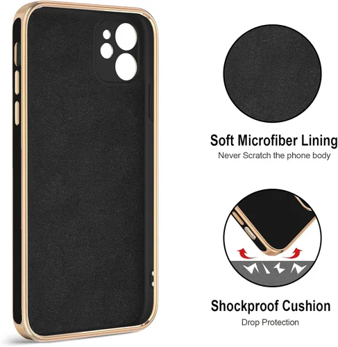 Miniatura 3 de Hython Funda para iPhone 11 con soporte de anillo [soporte de anillo giratorio de 360° con soporte magnético] [borde de oro rosa chapado en brillo]