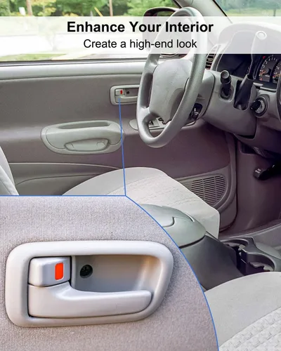 Miniatura 3 de 4 manijas de puerta interiores beige con bisel para Toyota Tundra (solo cabinas estándar/extendidas) 2000-2006, manija de puerta lateral delantera