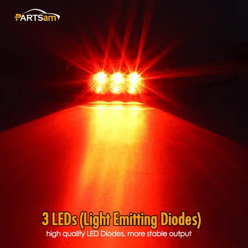 Miniatura 3 de Partsam 10 luces LED de 3.9 pulgadas, impermeables, color rojo, 3 LED, para remolque, camión, barco, DC12 V, luz LED facetada de línea fina