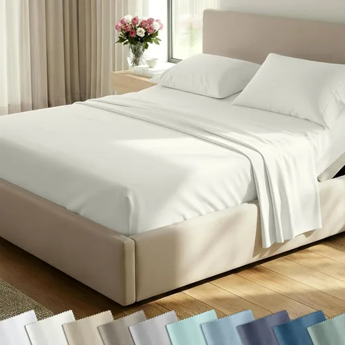 Miniatura 61 de CALIFORNIA DESIGN DEN - Juego de sábanas tamaño individual XL, satén de 400 hilos, sábanas de algodón 100% natural, con esquinas profundas, frescas