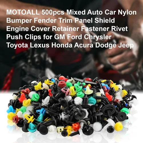 Miniatura 9 de MOTOALL 500 piezas universales mixtas de nailon para parachoques de automóvil, panel de parachoques, cubierta de motor, retenedor, remache, clips