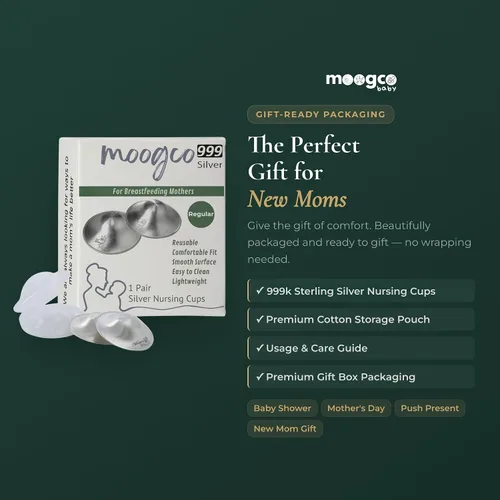 Miniatura 8 de MOOGCO Copas de lactancia plateadas, protectores de pezones de plata pura de 999 k para lactancia materna, protección de pezones sin productos