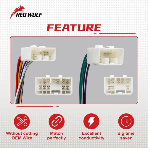 Miniatura 6 de RED WOLF Arnés de cables de instalación de radio de coche compatible con Mazda 626 Miata MX3 Protege MPV Millinia 1989-2002 conector de enchufe