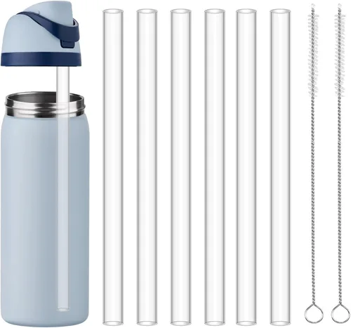 Miniatura 11 de HEYSKAY Popote reutilizable compatible con Hydro Flask botella de agua de boca ancha de 18 a 64 onzas con 2 cepillos para popotes, 6 popotes 6