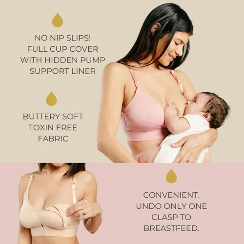Miniatura 4 de Simple Wishes Supermom - Brasier de extracción y lactancia en uno, ajustable, manos libres, brasier de extractor de leche de maternidad