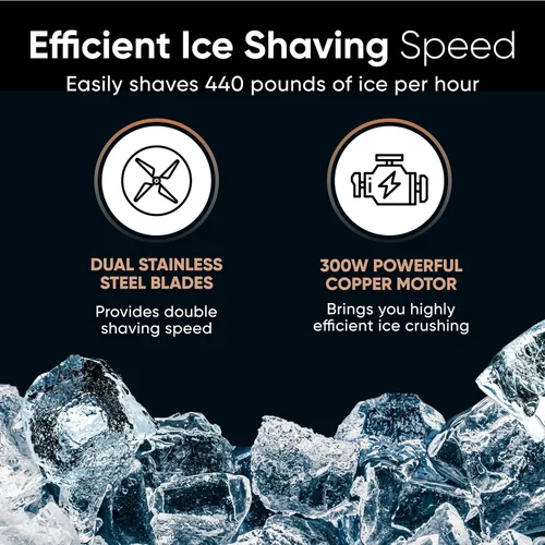 Miniatura 7 de Tartle Kitchen - Máquina de afeitar de hielo de doble hoja de acero inoxidable para hacer conos de nieve, fiestas de verano y golosinas