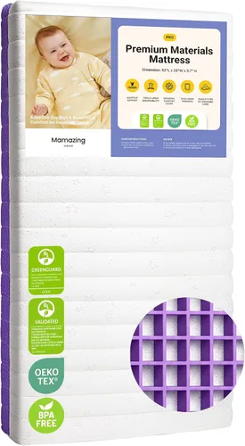 Miniatura 10 de MAMAZING Colchón mini para cuna de 38 pulgadas de largo x 24 pulgadas de ancho, colchón transpirable de 2 etapas, no tóxico, superficie de sueño