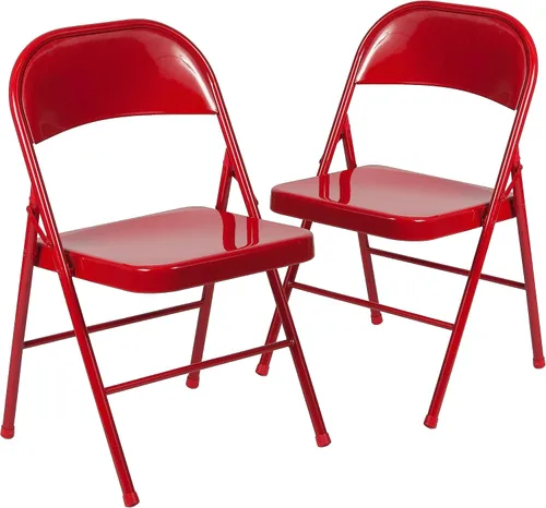 Miniatura 23 de Flash Furniture Paquete de 4 sillas plegables de metal gris con doble refuerzo de la serie HERCULES