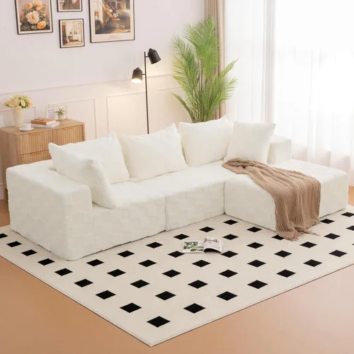 Sofá modular seccional, sofá deshuesado en forma de L de 108 pulgadas con asiento profundo, sofá nube de pana para sala de estar, dormitorio, no