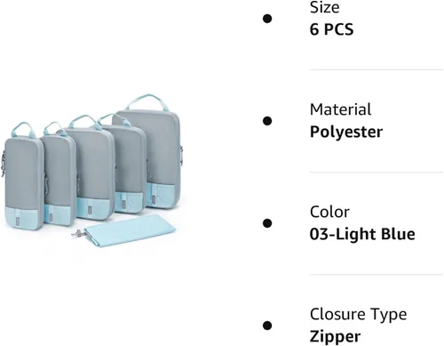 Miniatura 7 de Compression Packing Cubes for Suitcases, BAGSMART 6 Set4 Set2 Set Travel Organizer Cubes for Travel Essentials, Expandable Luggage Suitcase