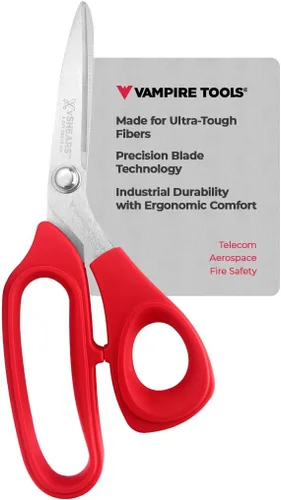 VAMPLIERS Tijeras de Kevlar de fibra óptica de 8 pulgadas, tijeras de acero al carbono de grado industrial - Cortes Kevlar, Dyneema, Spectra,